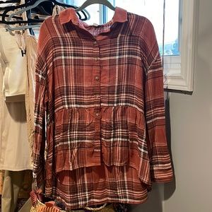 American Eagle plaid oversize button up